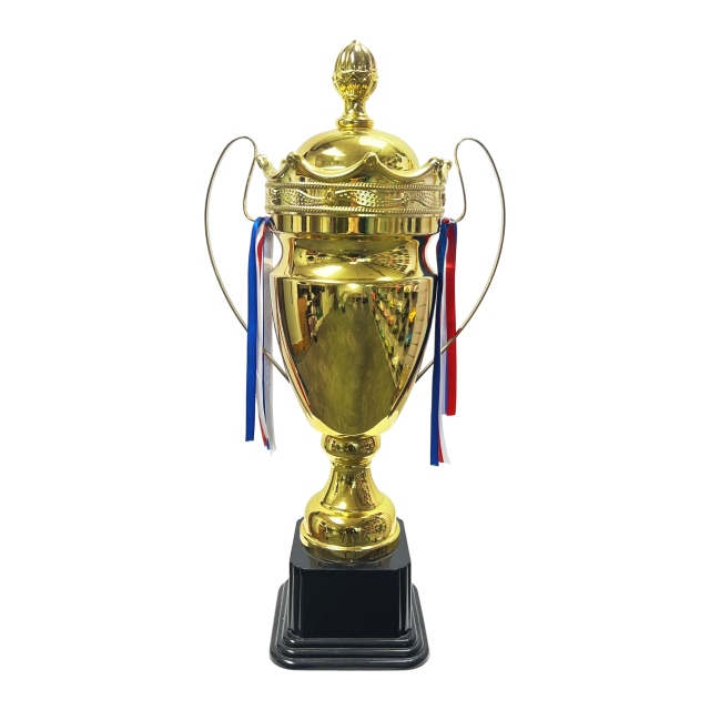H Sports Custom Metal Soccer Trophy Award Cup with Gold Football Medal for Championship-Multi-Size Options,Blue Arc Sports