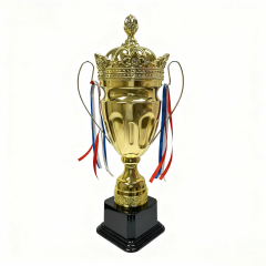 H Sports Custom Metal Soccer Trophy Award Cup with Gold Football Medal for Championship-Multi-Size Options,Blue Arc Sports