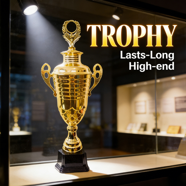 H Sports Custom Metal Soccer Trophy Award Cup with Gold Football Medal for Championship-Multi-Size Options,ブルーアークスポーツ