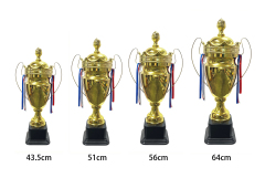 H Sports Custom Metal Soccer Trophy Award Cup with Gold Football Medal for Championship-Multi-Size Options,Blue Arc Sports