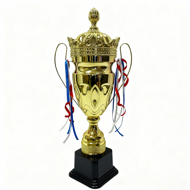 H Sports Custom Metal Soccer Trophy Award Cup with Gold Football Medal for Championship-Multi-Size Options,Blue Arc Sports