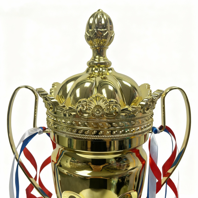 H Sports Custom Metal Soccer Trophy Award Cup with Gold Football Medal for Championship-Multi-Size Options,Blue Arc Sports