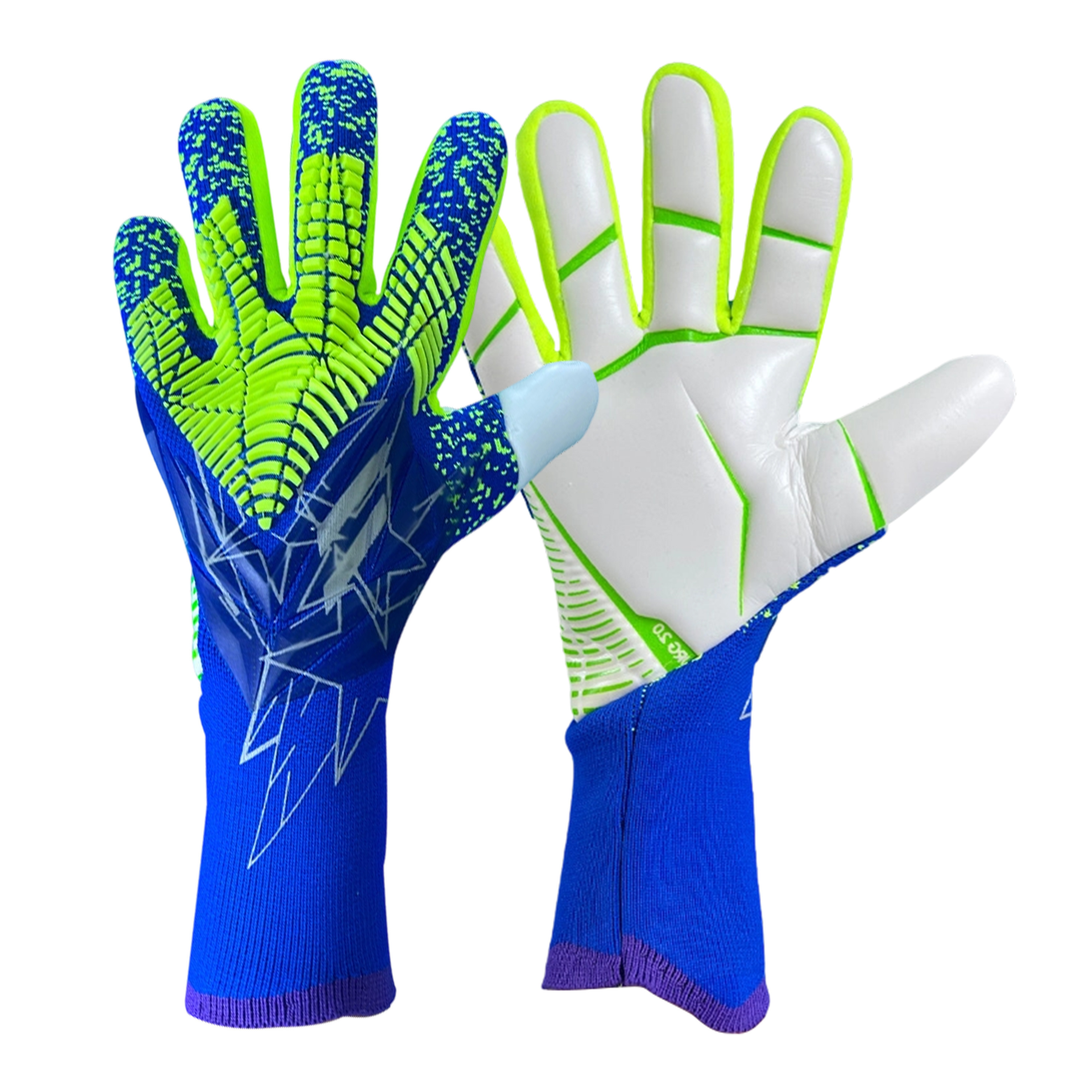 Best-Goalkeeper Professional Latex Football Gloves Breathable Nylon Buckle Anti-Slip Anti-Fall Negative Cut Sports Protection,Blue Arc Sport
