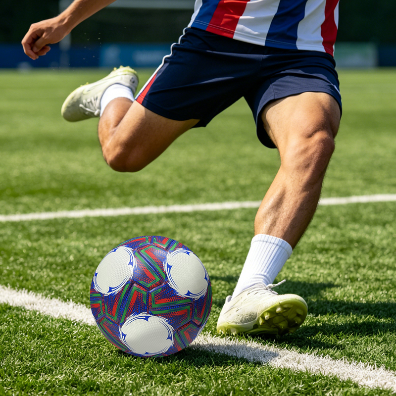 Factory Direct Thermal Bonded Soccer Ball PU Material Professional Match Football Size 5 Durable Seamless Outdoor Training Competitive Price Wholesale,Blue Arc Sport