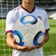 Premium Thermal Bonded Size 5 Soccer Ball, Waterproof PU Cover with Butyl Bladder, Stable Flight Performance for Outdoor and Indoor Matches,Sukan Arka Biru