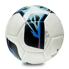High Quality Thermal Bonded Size 5 Soccer Ball, Waterproof Abrasion Resistant PU Leather Football, Durable Official Match Ball for Training and Competition,Blue Arc Sports