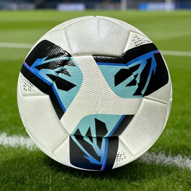 High Quality Thermal Bonded Size 5 Soccer Ball, Waterproof Abrasion Resistant PU Leather Football, Durable Official Match Ball for Training and Competition,Blue Arc Sports