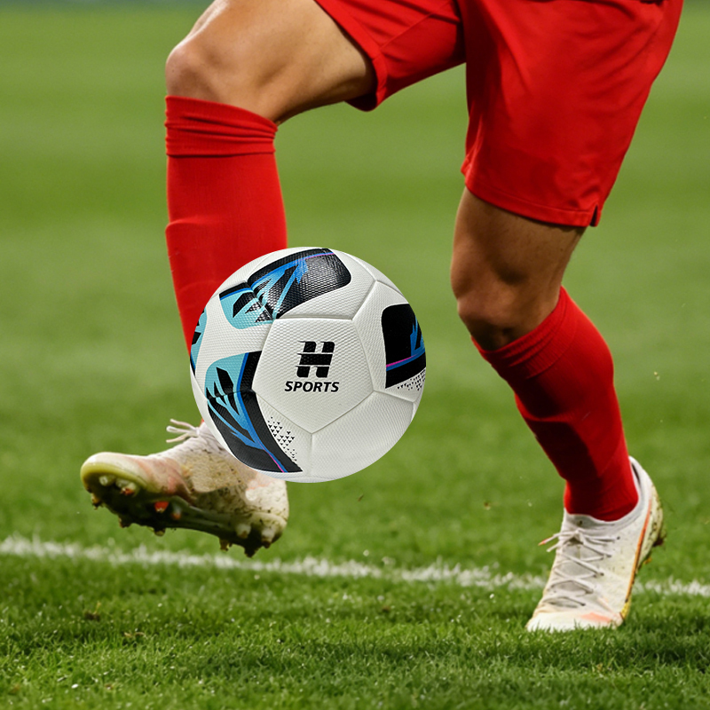 High Quality Thermal Bonded Size 5 Soccer Ball, Waterproof Abrasion Resistant PU Leather Football, Durable Official Match Ball for Training and Competition,Blue Arc Sports