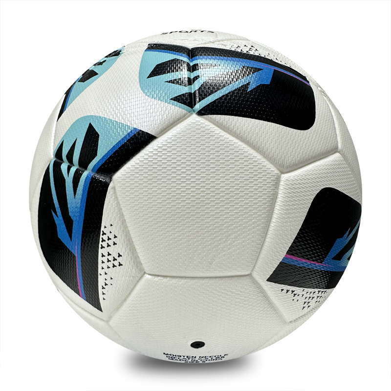 High Quality Thermal Bonded Size 5 Soccer Ball, Waterproof Abrasion Resistant PU Leather Football, Durable Official Match Ball for Training and Competition,Blue Arc Sports