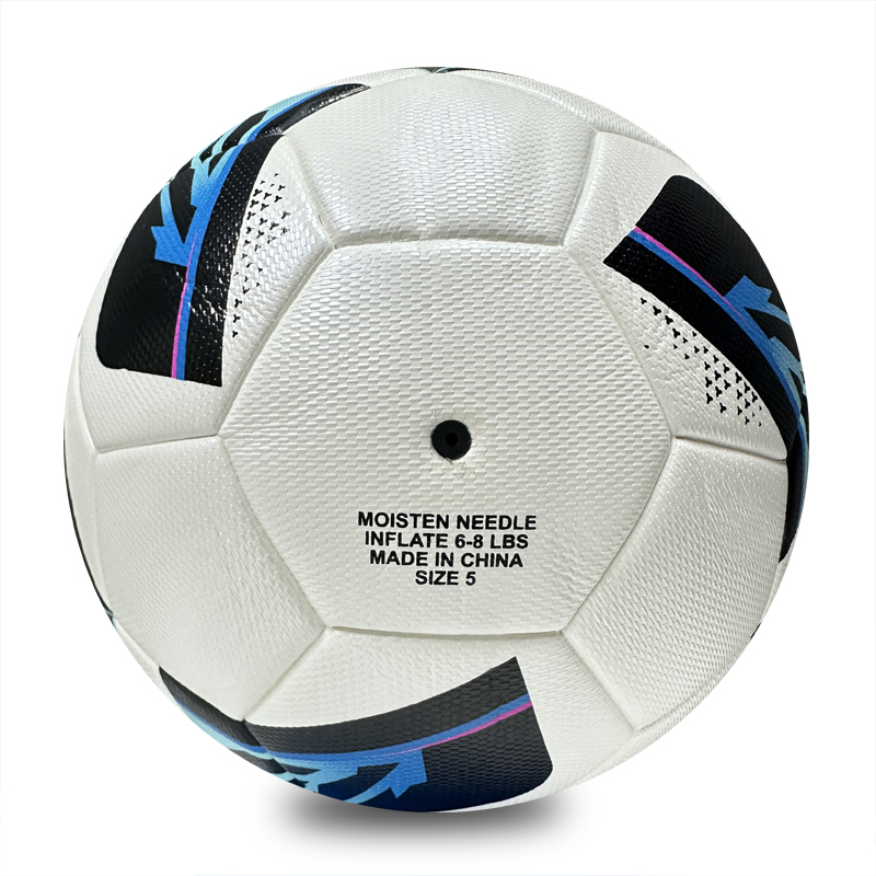 High Quality Thermal Bonded Size 5 Soccer Ball, Waterproof Abrasion Resistant PU Leather Football, Durable Official Match Ball for Training and Competition,Blue Arc Sports