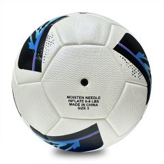 High Quality Thermal Bonded Size 5 Soccer Ball, Waterproof Abrasion Resistant PU Leather Football, Durable Official Match Ball for Training and Competition,Blue Arc Sports
