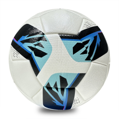 High Quality Thermal Bonded Size 5 Soccer Ball, Waterproof Abrasion Resistant PU Leather Football, Durable Official Match Ball for Training and Competition,Blue Arc Sports