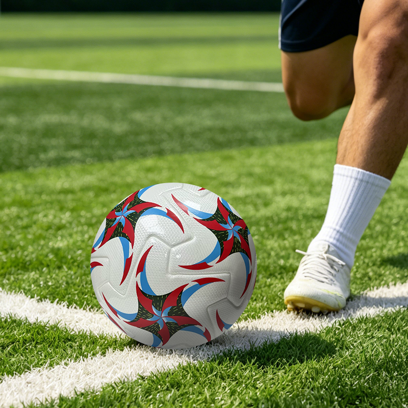 Competition Grade Thermal Bonded Size 5 Football, Waterproof Abrasion Resistant PU Material, Durable Soccer Ball for Outdoor Training, Match and Recreation,Blue Arc Sports