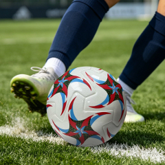 Competition Grade Thermal Bonded Size 5 Football, Waterproof Abrasion Resistant PU Material, Durable Soccer Ball for Outdoor Training, Match and Recreation,Blue Arc Sports