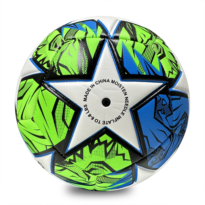 Machine Sewing Soccer Ball Size 5 PU Outdoor Match Ball High Quality Custom Logo Cheap Factory Direct Sale Best Seller for Youth Training,Blue Arc Sports