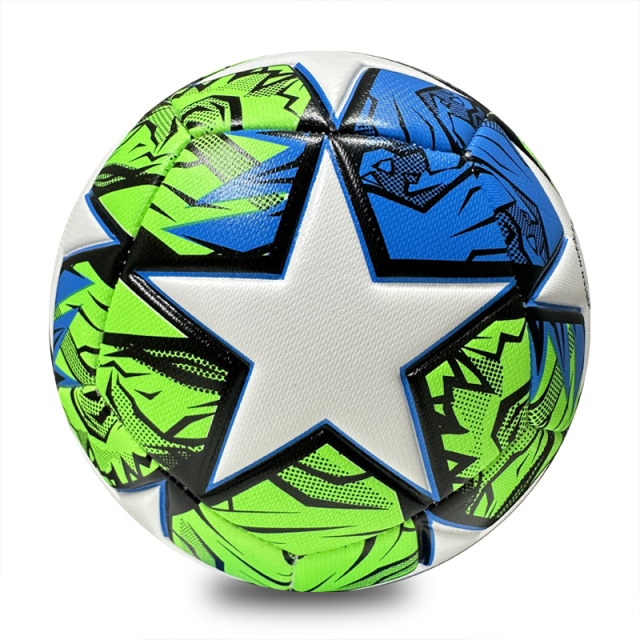 Machine Sewing Soccer Ball Size 5 PU Outdoor Match Ball High Quality Custom Logo Cheap Factory Direct Sale Best Seller for Youth Training,Blue Arc Sports