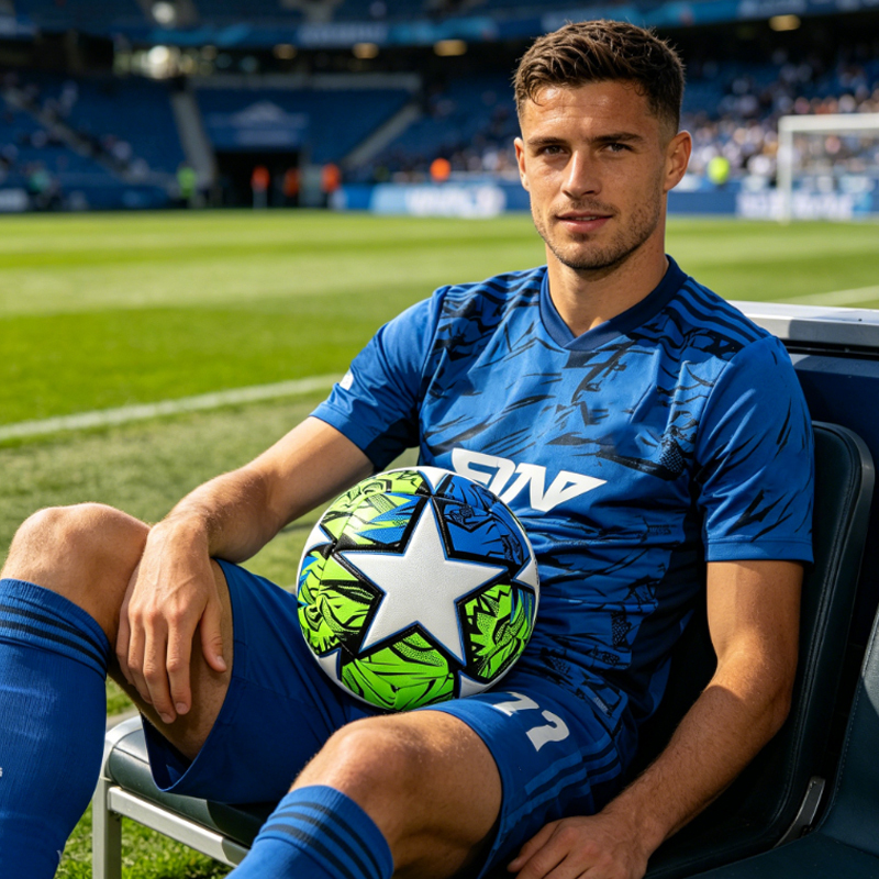 Machine Sewing Soccer Ball Size 5 PU Outdoor Match Ball High Quality Custom Logo Cheap Factory Direct Sale Best Seller for Youth Training,Blue Arc Sports