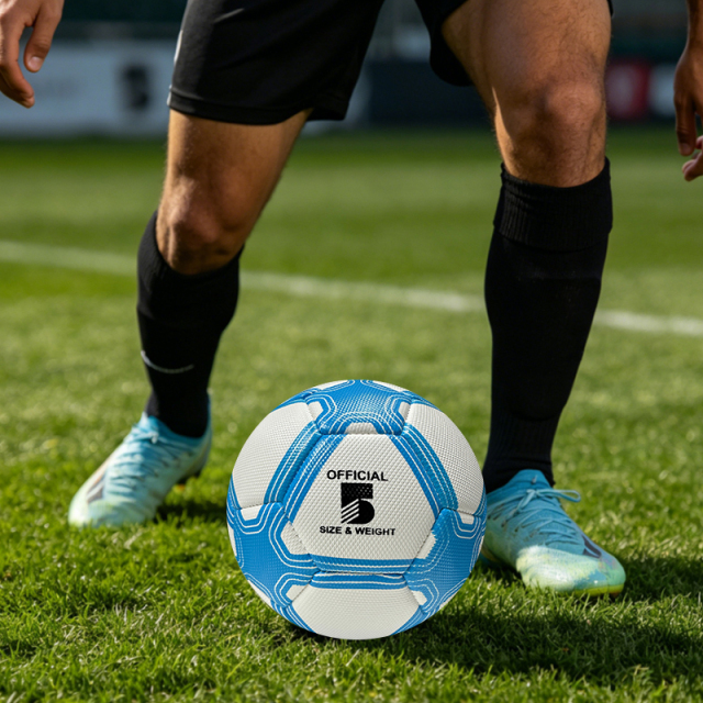 Durable Machine Sewing Soccer Ball Size 5 PU Outdoor Match Ball High Quality Custom Logo Factory Direct Price Best Seller for Sports,Blue Arc Sports