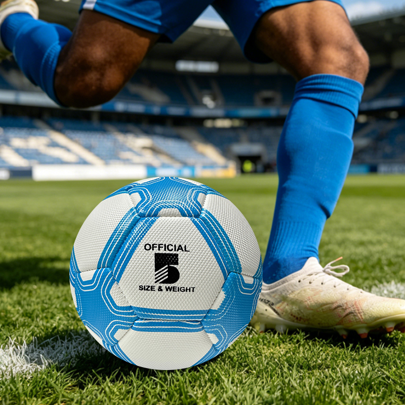 Durable Machine Sewing Soccer Ball Size 5 PU Outdoor Match Ball High Quality Custom Logo Factory Direct Price Best Seller for Sports,Blue Arc Sports