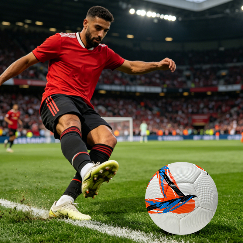 High Quality Machine Sewing Soccer Ball Size 5 PU Outdoor Match Ball Custom Logo Factory Price for Training Competitive Games,Blue Arc Sports