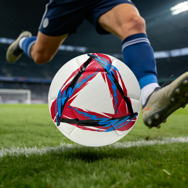 High Quality Machine Sewing Soccer Ball Size 5 PU Outdoor Match Ball Custom Logo Factory Price for Training Competitive Games,Blue Arc Sports