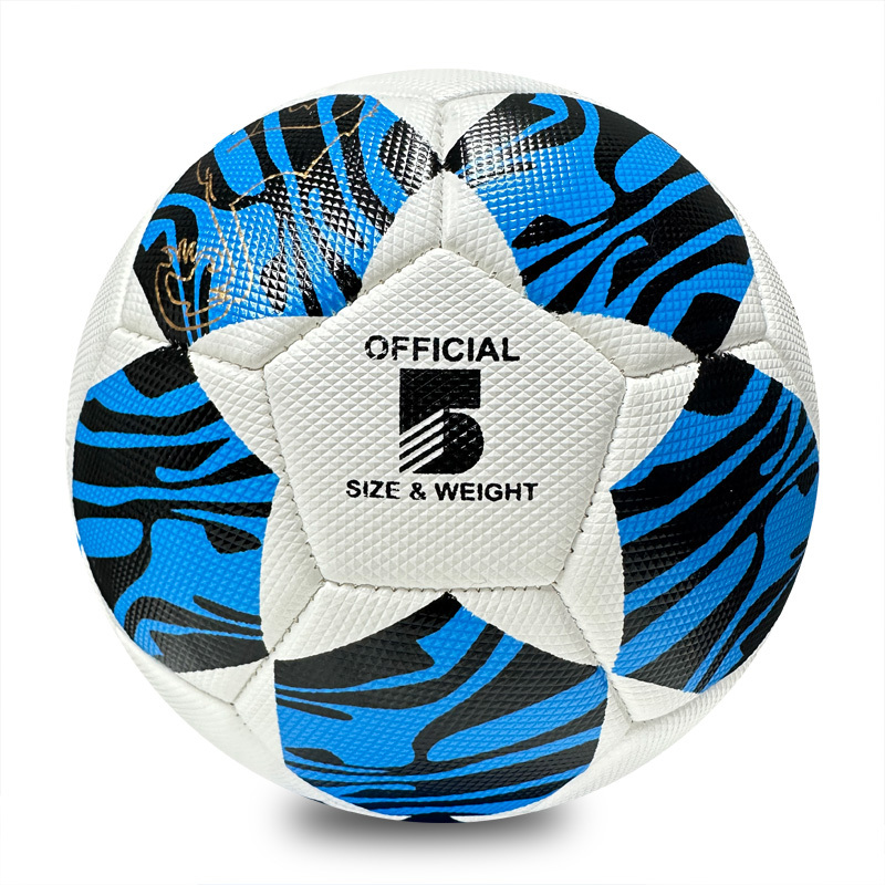 Machine Sewing Soccer Ball Size 5 PU Outdoor Match High Quality Custom Logo Competitive Price Best Seller for Youth Training Competition,Blue Arc Sports