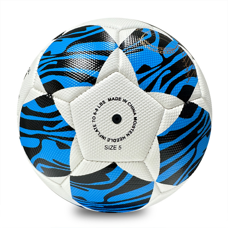 Machine Sewing Soccer Ball Size 5 PU Outdoor Match High Quality Custom Logo Competitive Price Best Seller for Youth Training Competition,Blue Arc Sports