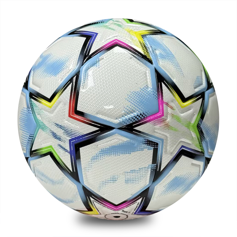 Thermal Bonded Size 5 PU Leather Soccer Ball, Waterproof and Wear Resistant Durable, Professional Football for Outdoor Training, Match and Game Use,Arc Bleu Sports