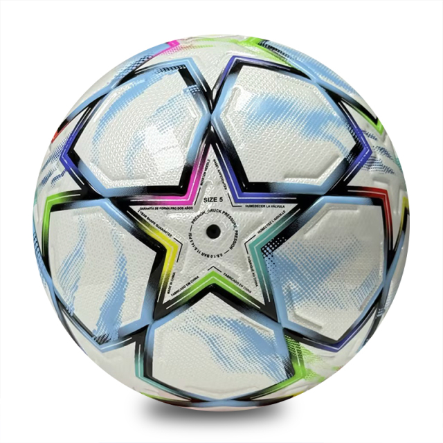 Thermal Bonded Size 5 PU Leather Soccer Ball, Waterproof and Wear Resistant Durable, Professional Football for Outdoor Training, Match and Game Use,Arc Bleu Sports