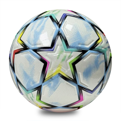 Thermal Bonded Size 5 PU Leather Soccer Ball, Waterproof and Wear Resistant Durable, Professional Football for Outdoor Training, Match and Game Use,Arc Bleu Sports