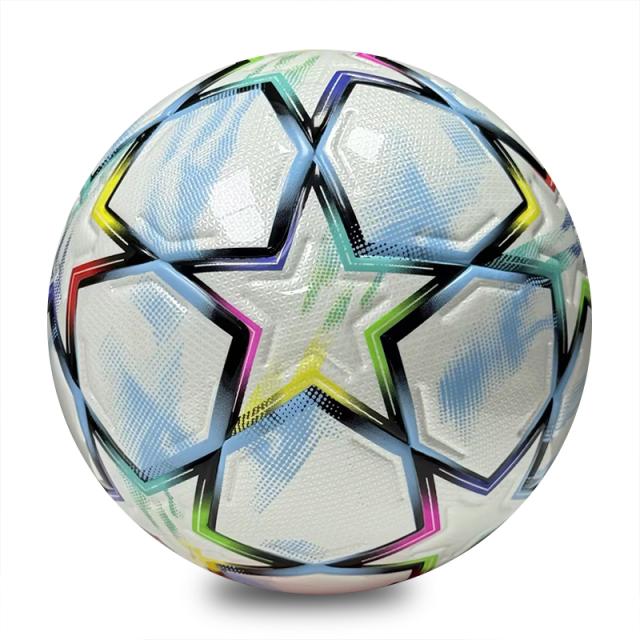 Thermal Bonded Size 5 PU Leather Soccer Ball, Waterproof and Wear Resistant Durable, Professional Football for Outdoor Training, Match and Game Use,Arc Bleu Sports