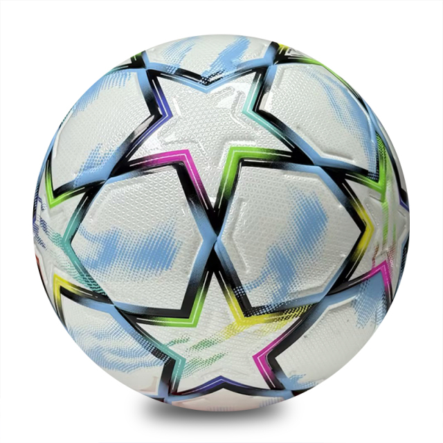 Thermal Bonded Size 5 PU Leather Soccer Ball, Waterproof and Wear Resistant Durable, Professional Football for Outdoor Training, Match and Game Use,Arc Bleu Sports