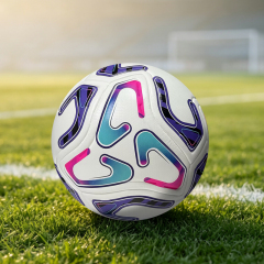 Thermal Bonded Size 5 Soccer Ball, Waterproof Durable Abrasion Resistant PU Cover, Professional Football for Adult Outdoor Indoor Training and Match,Blue Arc Sports
