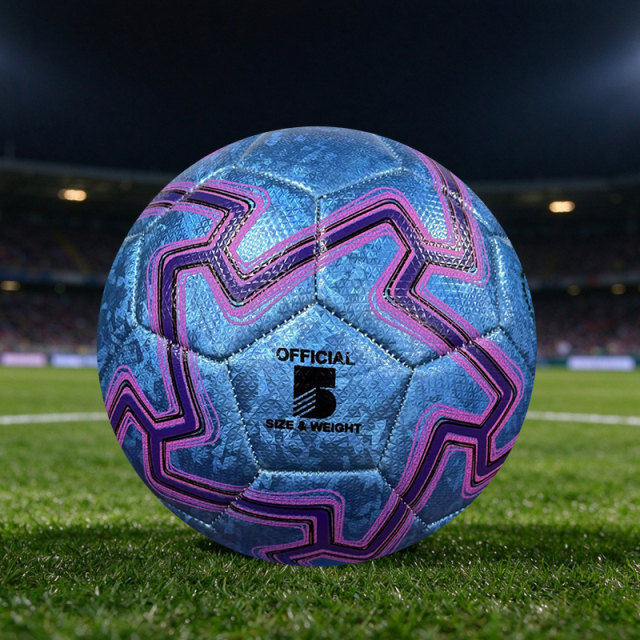 Factory Direct Wholesale Customized Size 5 Machine-Stitched PVC Footballs Durable for Stadium & Training Ground Use,Blue Arc Sports