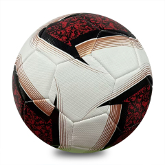New Arrival Red Black Gold Pattern Size 5 Machine Stitched Soccer Ball, Wear Resistant PVC Leather Football for Adult Match, School Training, Custom Logo OEM,Blue Arc Sports