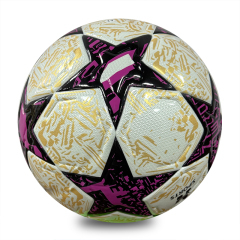 New Star Design Size 5 Machine Stitched Football, Glossy PU Soccer Ball, Purple Gold & Blue Green Two Color Options, Durable Outdoor Training Ball OEM Wholesale,Blue Arc Sports