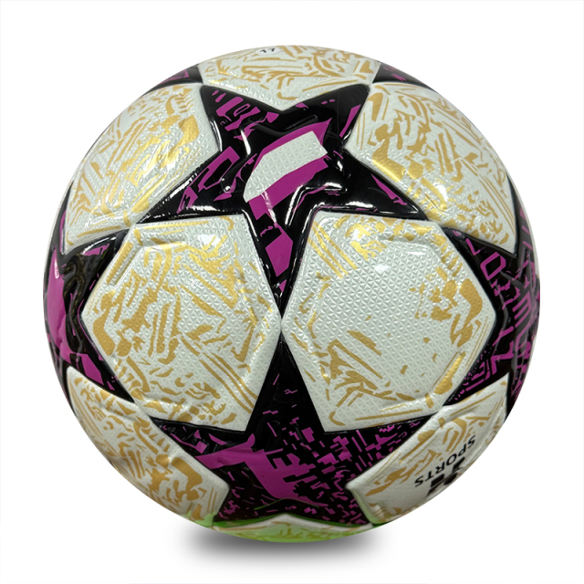 New Star Design Size 5 Machine Stitched Football, Glossy PU Soccer Ball, Purple Gold & Blue Green Two Color Options, Durable Outdoor Training Ball OEM Wholesale,Blue Arc Sports