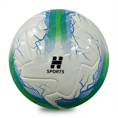 New Lightning Print Thermal Bonded Football, Official Size 5 Glossy PU Soccer Ball, Orange / Green / Purple 3 Color Options, Durable Match Ball OEM Wholesale,Blue Arc Sports