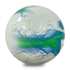 New Lightning Print Thermal Bonded Football, Official Size 5 Glossy PU Soccer Ball, Orange / Green / Purple 3 Color Options, Durable Match Ball OEM Wholesale,Blue Arc Sports