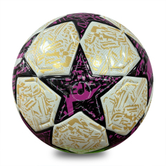 New Star Design Size 5 Machine Stitched Football, Glossy PU Soccer Ball, Purple Gold & Blue Green Two Color Options, Durable Outdoor Training Ball OEM Wholesale,Blue Arc Sports