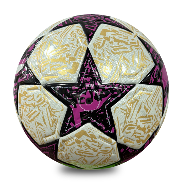 New Star Design Size 5 Machine Stitched Football, Glossy PU Soccer Ball, Purple Gold & Blue Green Two Color Options, Durable Outdoor Training Ball OEM Wholesale,Blue Arc Sports