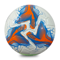 New Lightning Print Thermal Bonded Football, Official Size 5 Glossy PU Soccer Ball, Orange / Green / Purple 3 Color Options, Durable Match Ball OEM Wholesale,Blue Arc Sports