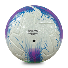 New Lightning Print Thermal Bonded Football, Official Size 5 Glossy PU Soccer Ball, Orange / Green / Purple 3 Color Options, Durable Match Ball OEM Wholesale,Blue Arc Sports