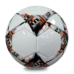 Official Size 5 Machine Stitched Soccer Ball, Glossy PVC Football, White Orange Black Geometric Pattern, Custom Logo for Adult Training & Match,Blue Arc Sports
