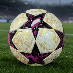 New Star Design Size 5 Machine Stitched Football, Glossy PU Soccer Ball, Purple Gold & Blue Green Two Color Options, Durable Outdoor Training Ball OEM Wholesale,Blue Arc Sports