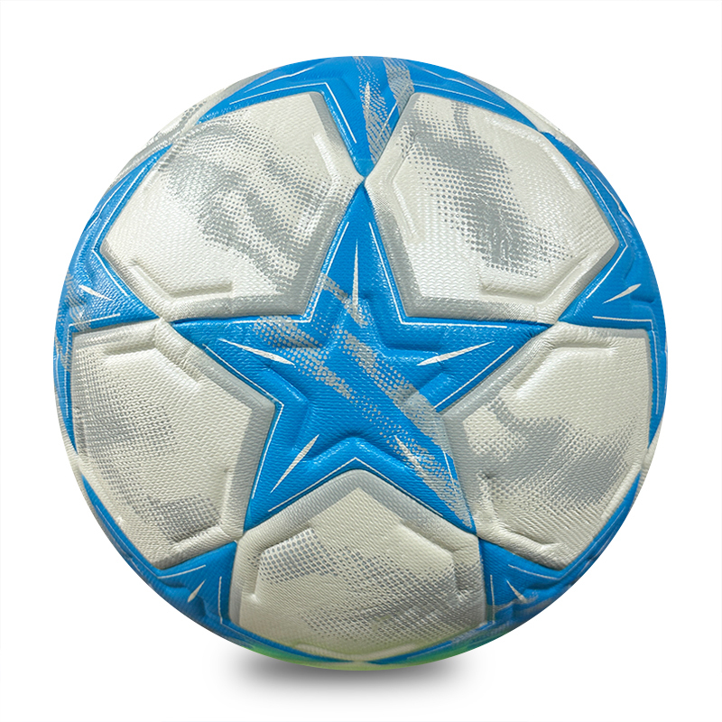 Thermal Bonded PU Soccer Ball Size 5, Seamless Premium Football for Adult Outdoor Game Wholesale Custom Blue Star,Blue Arc Sports
