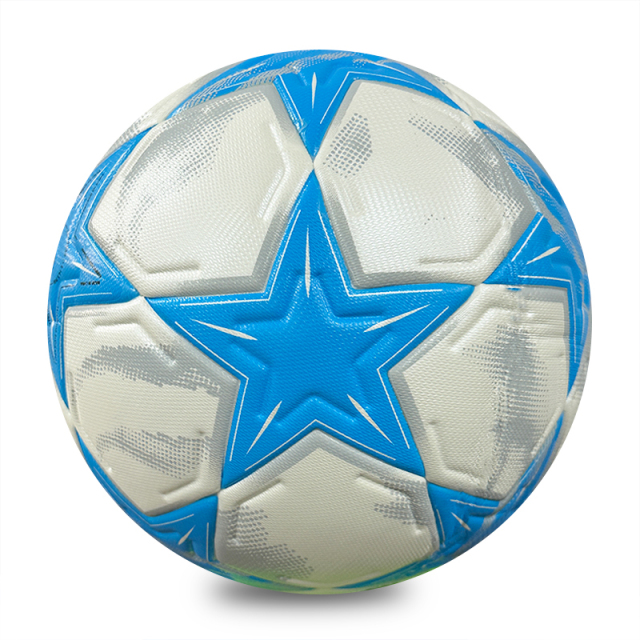 Thermal Bonded PU Soccer Ball Size 5, Seamless Premium Football for Adult Outdoor Game Wholesale Custom Blue Star,Blue Arc Sports
