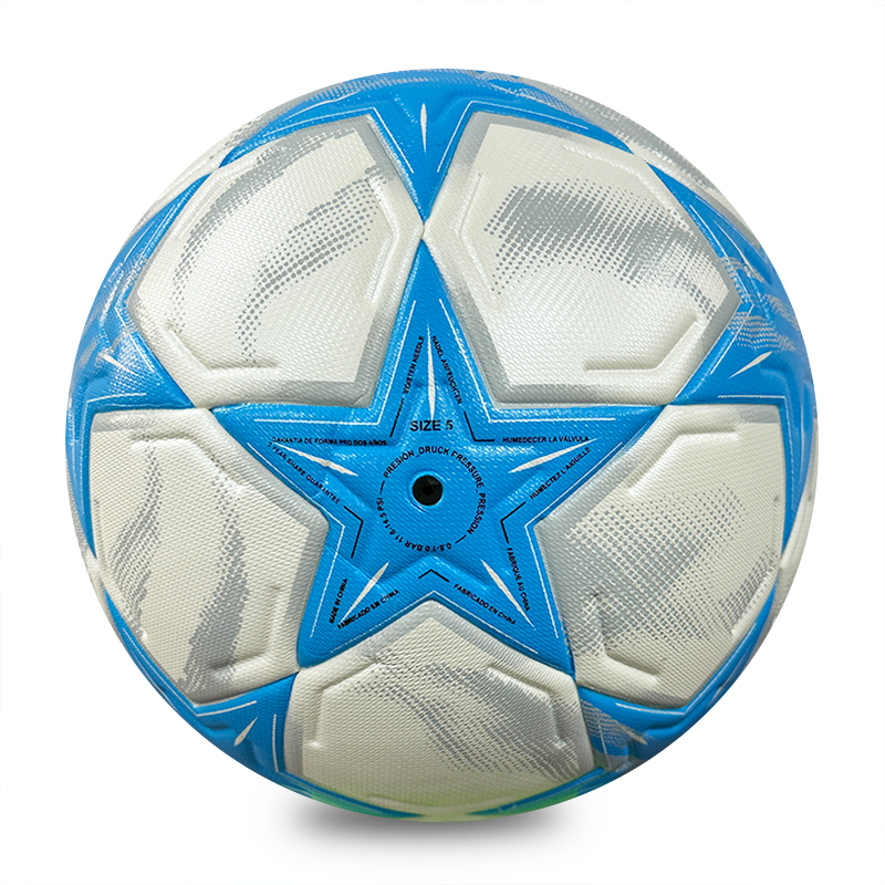 Thermal Bonded PU Soccer Ball Size 5, Seamless Premium Football for Adult Outdoor Game Wholesale Custom Blue Star,Blue Arc Sports