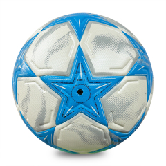 Thermal Bonded PU Soccer Ball Size 5, Seamless Premium Football for Adult Outdoor Game Wholesale Custom Blue Star,Blue Arc Sports