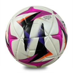Wholesale Custom Purple Orange Graphic Thermal Bonded PU Soccer Ball Size 5, Seamless Training Match Football,Blue Arc Sports